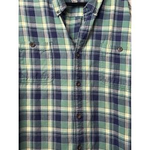 Duluth Trading 3XL Green/Blue Long Sleeve Plaid Flannel Heavy Weight‎